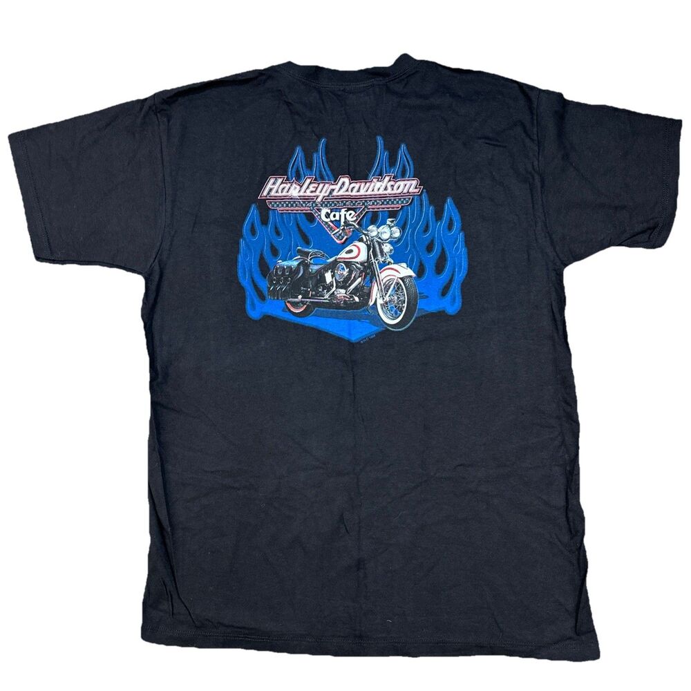 Vintage NOS Harley Davidson Cafe Shirt Mens XL Las Vegas Flames Motorcycle 1998